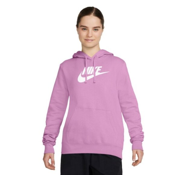 NWT Nike Sportswear Club Fleece Logo Pullover Hoodie Women's Medium Purple Pink - Picture 1 of 15